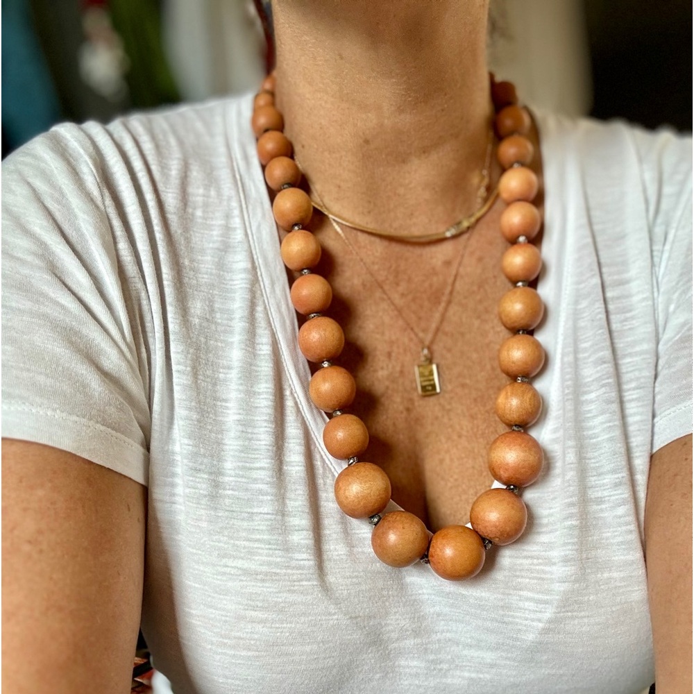 Fossil Graduated Wooden Bead Necklace